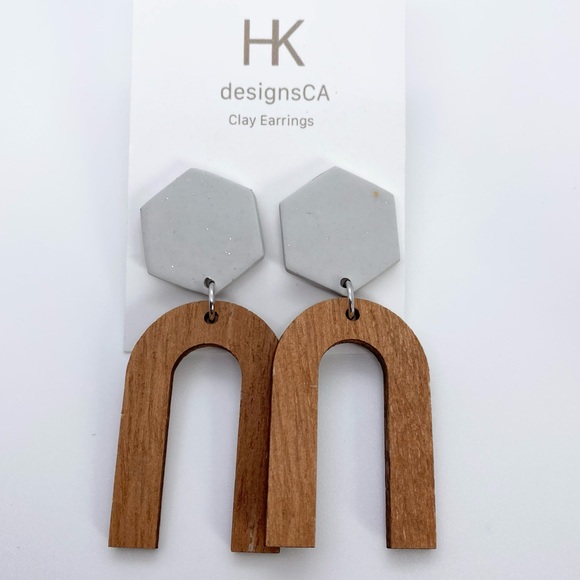 🆕Handmade Clay & Wood Earrings - Picture 6 of 6